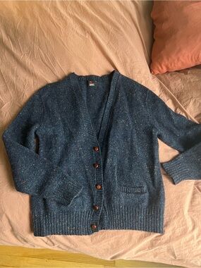 Vintage Robert Bruce Wool Navy Speckled Button-Up Cardigan